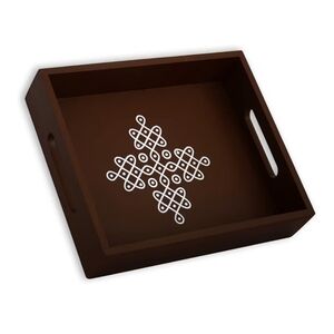 Set Of 2 - Decorative Tray with White Design